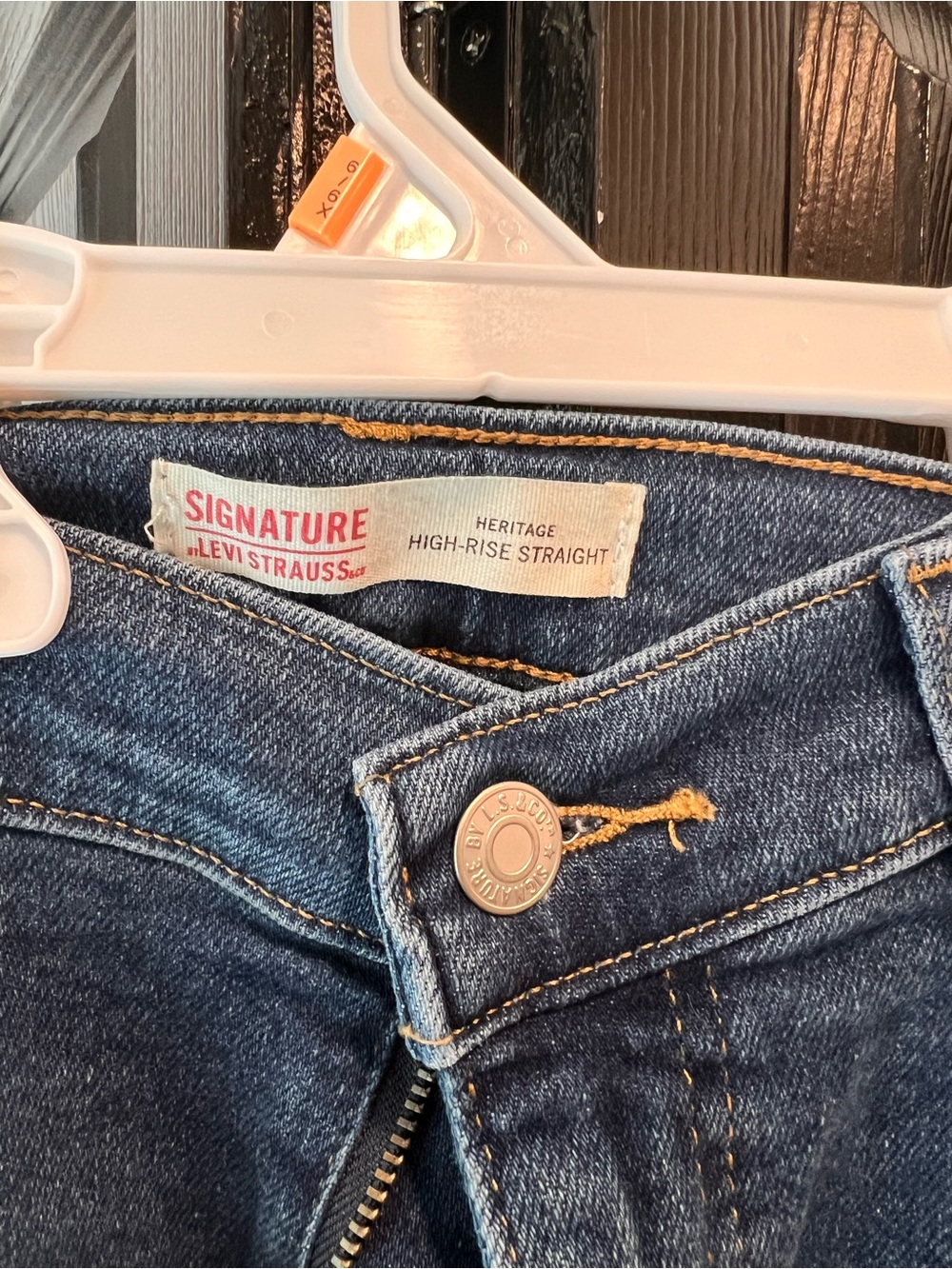 Signature by Levi Strauss Dark Blue High-Rise Straight Jeans